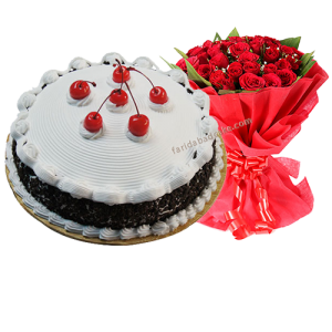 Black Forest Cake with Bouquet