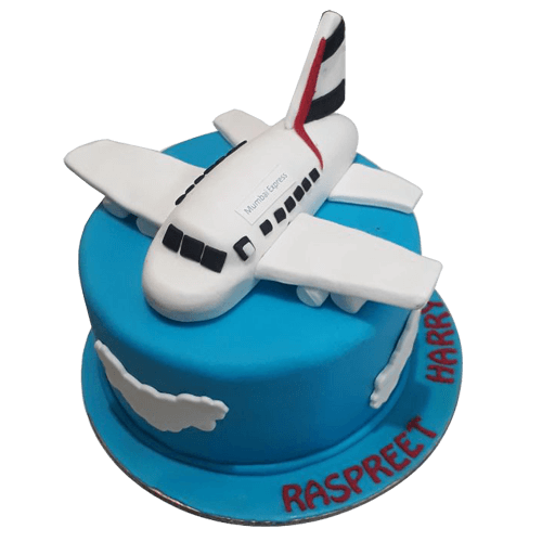 Pilot Themed Cake With Airplane And Clouds