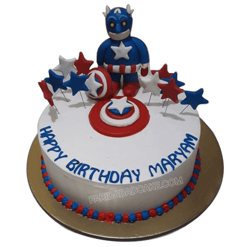 Captain America Fondant Cake - Dough and Cream