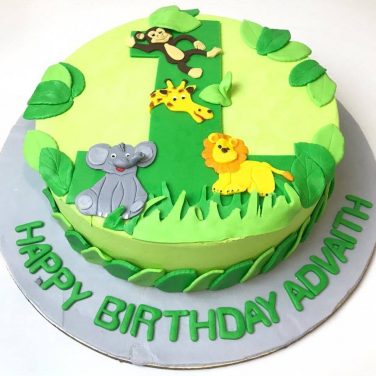 1st Jungle Theme Birthday Cake