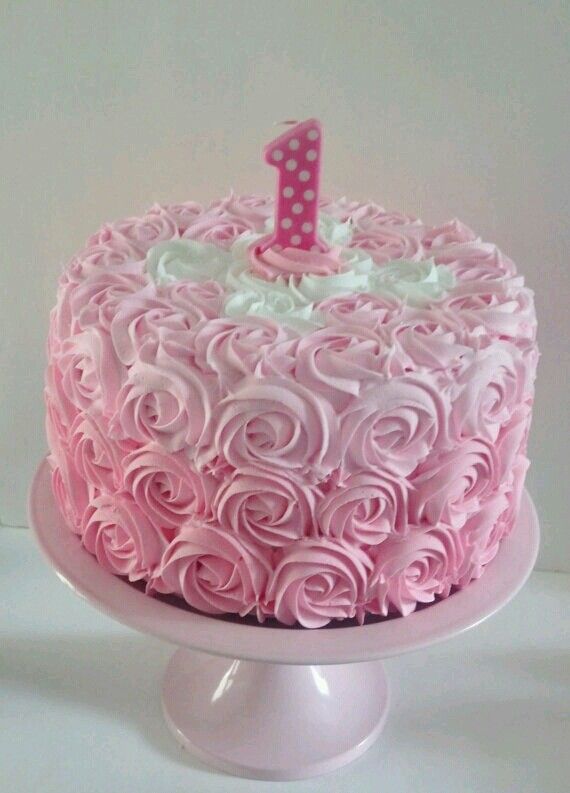 Pink 1st Birthday Cake Baby Girl