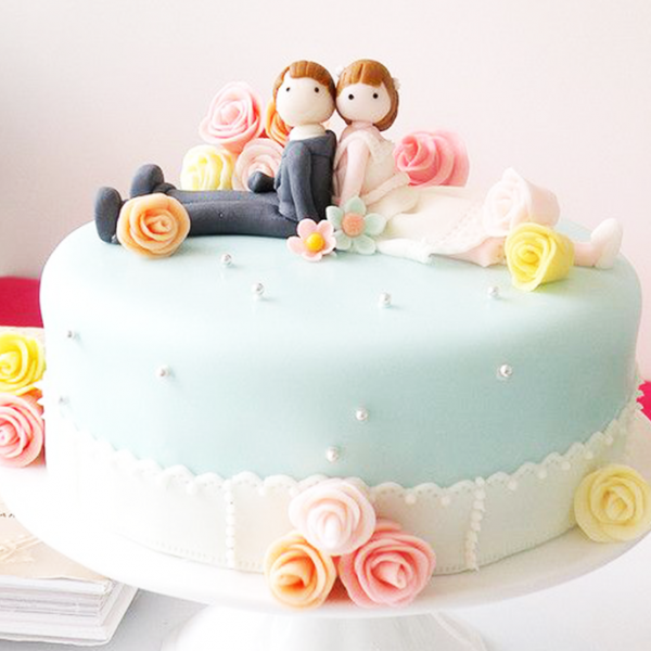 Cute Couple Engagement Cake