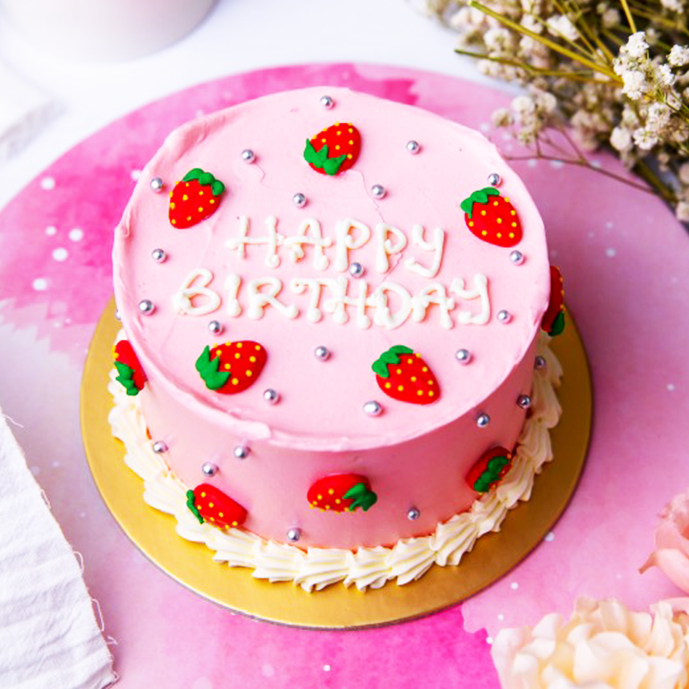 Valentine Cake {Easy Strawberry Flavored Cake with Mini Cupcakes}