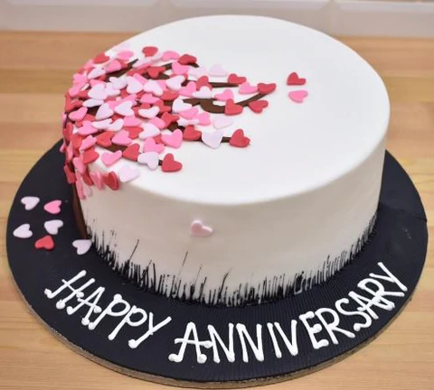 Happy Anniversary Hearts Cake