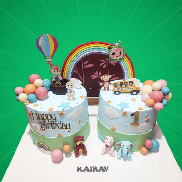 Twin Rainbow Birthday Cake