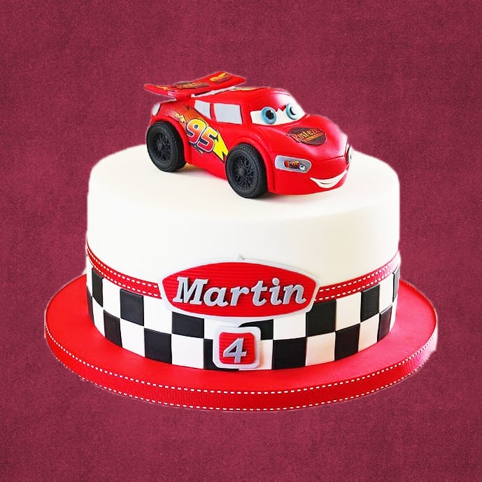 Cool Homemade Cars Birthday Cake with Toy Car Toppers